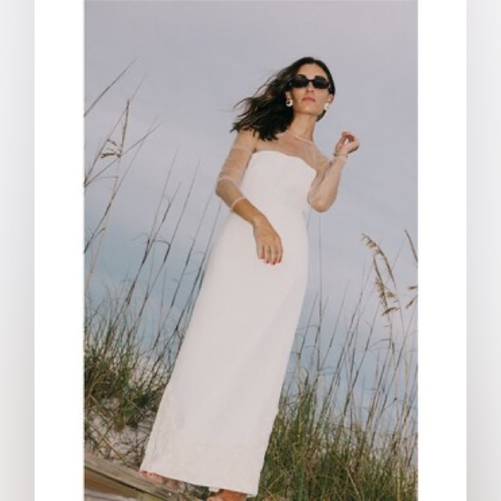 Antonio Melani x Elizabeth Damrich Babe Mesh Long Sleeve Crepe Soutache Dress